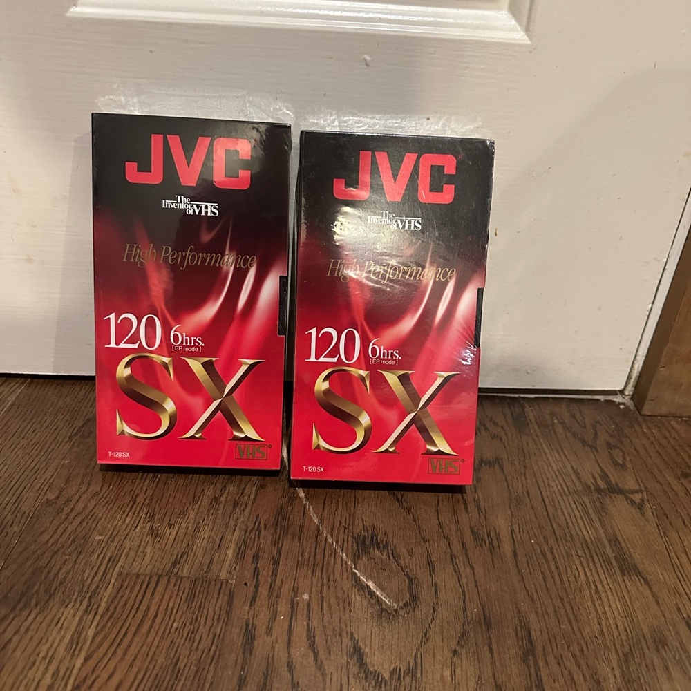 JVC T-120 SX VHS Blank Tape, High Performance, 6 hours EP Mode, New, Lot of Two
